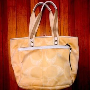 Coach Signature Scribble Cotton Sateen Tote Shoulder Bag F10805 💛